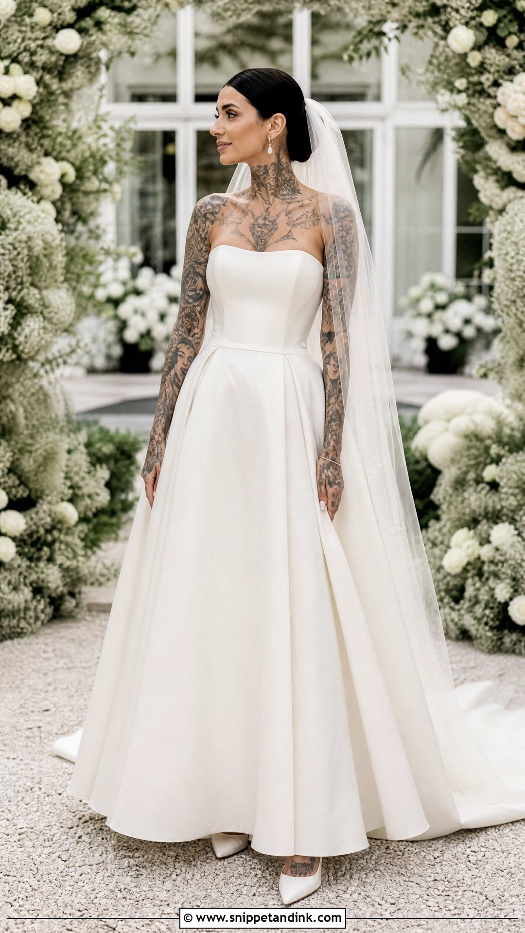 Strapless A Line Tattoo Wedding Dress - Snippet and Ink - 20 Tattoos Wedding Dress Ideas