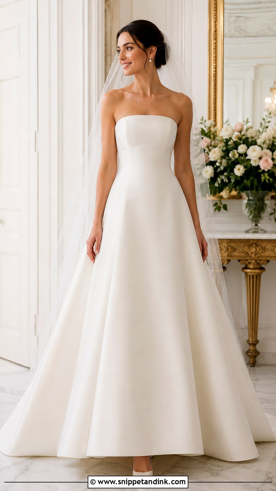Strapless A Line Wedding Dress - Snippet and Ink - 20 Simple But Elegant Wedding Dresses