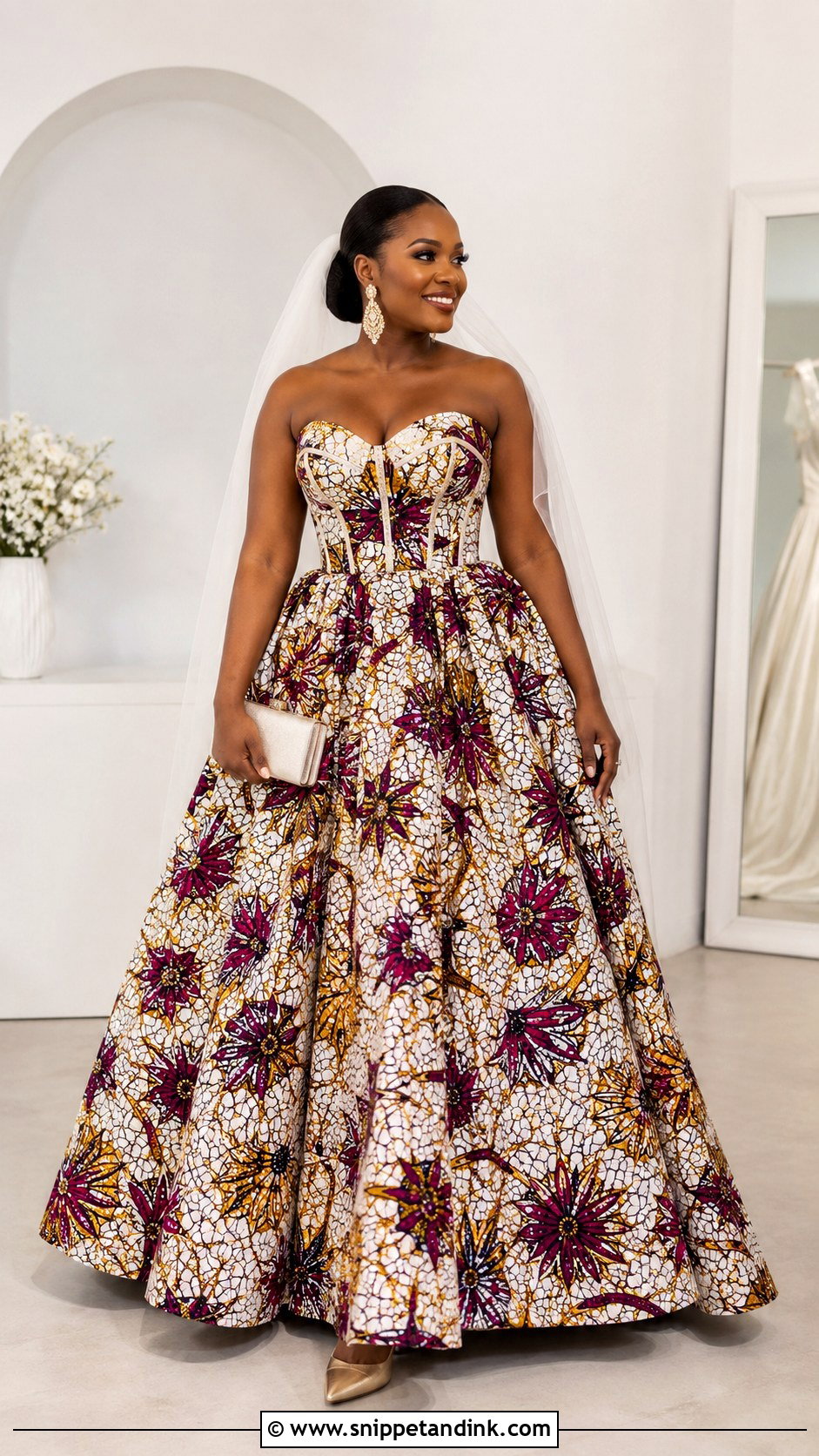 Strapless Ankara Wedding Gown - Snippet and Ink - 20 Ankara Wedding Gowns
