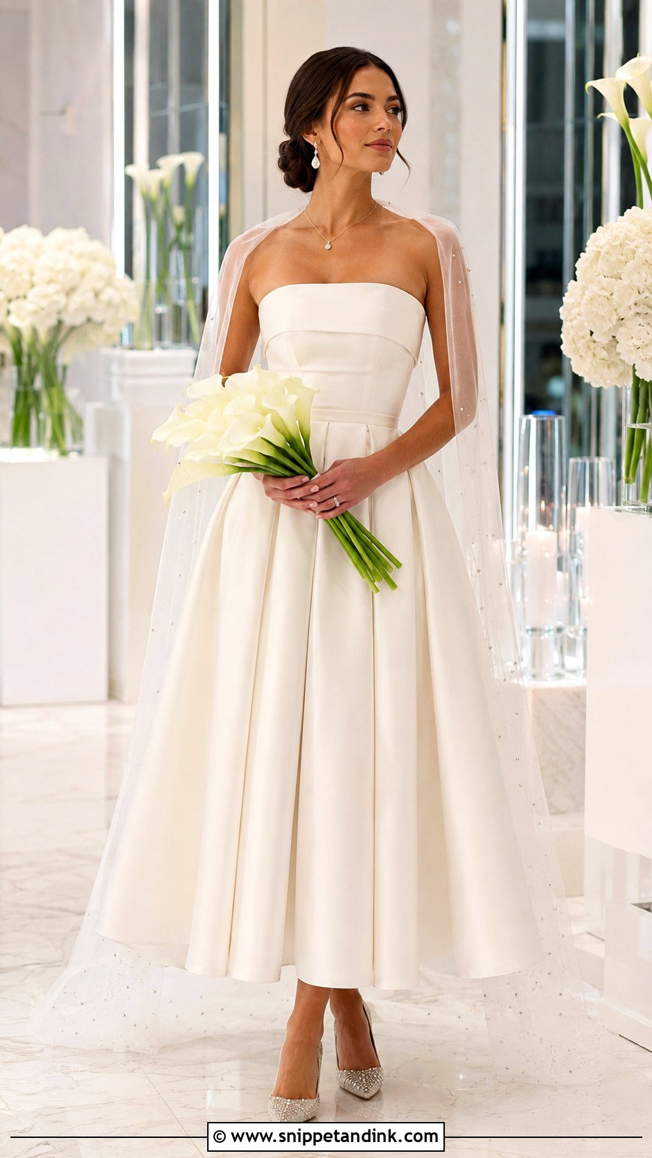 Strapless Ankle Length Wedding Dress - Snippet and Ink - 20 Ankle Wedding Dress Ideas