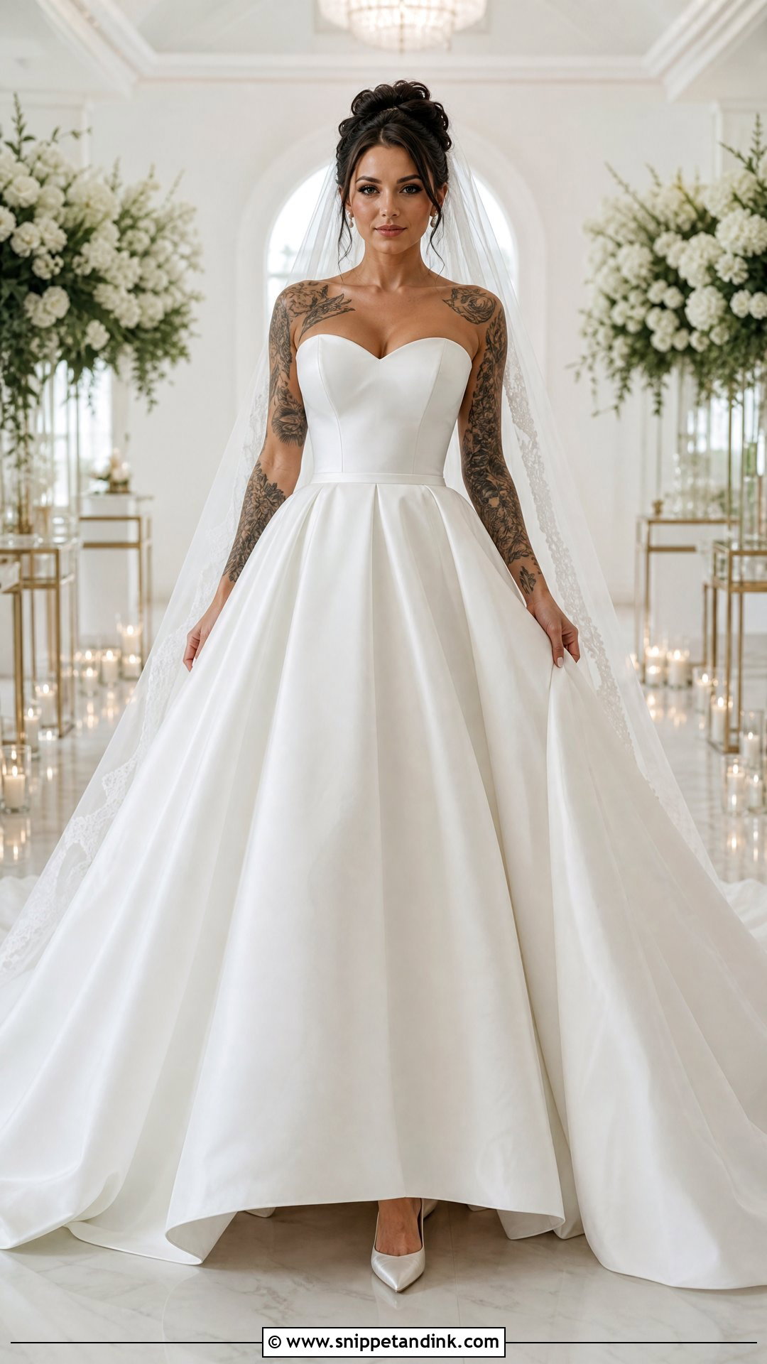 Strapless Ball Gown For Tattooed Bride - Snippet and Ink - 20 Wedding Dress with Tattoos Brides Ideas