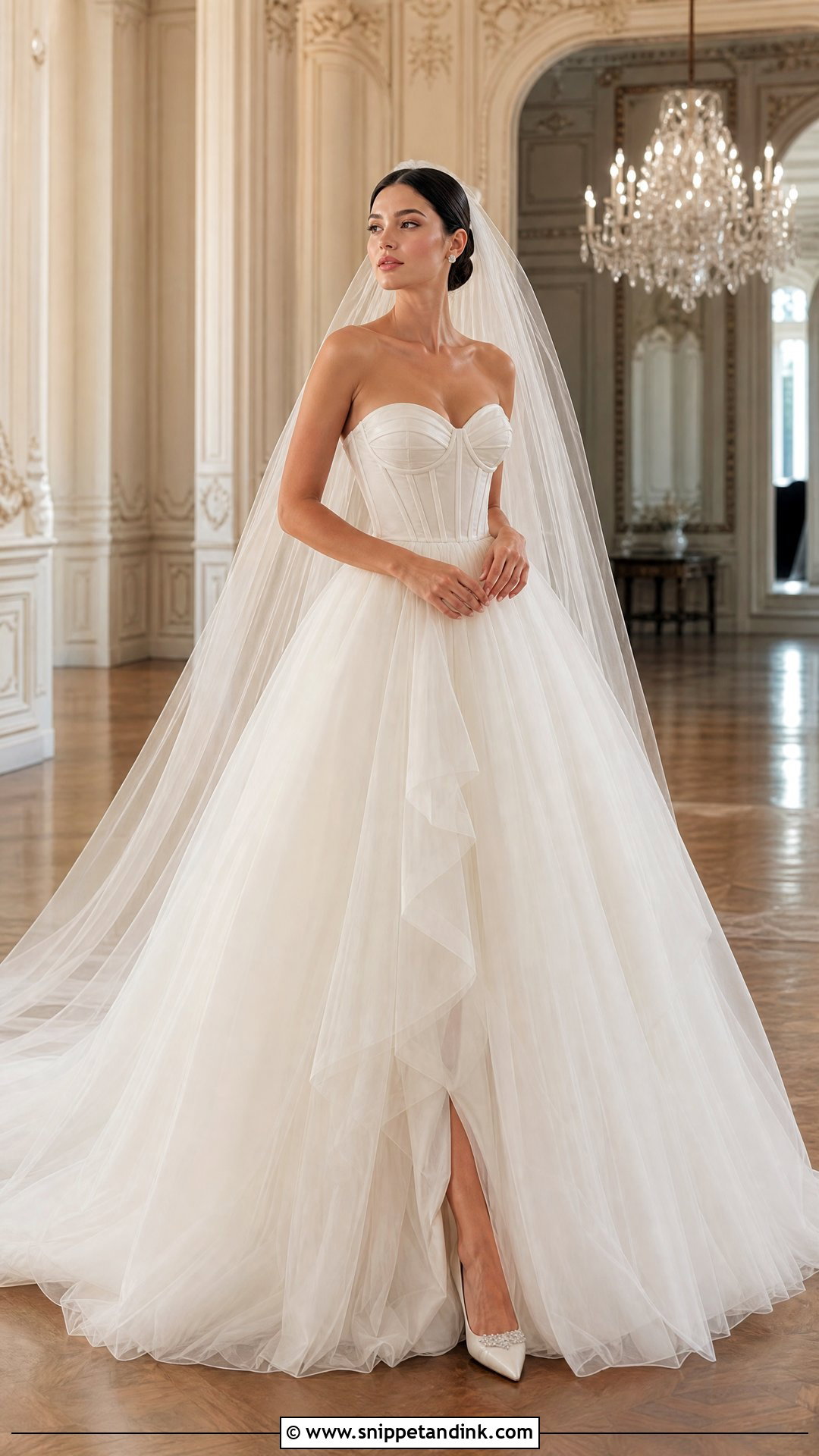 Strapless Ball Gown Long Wedding Dress - Snippet and Ink - 25 Long Wedding Dress Ideas