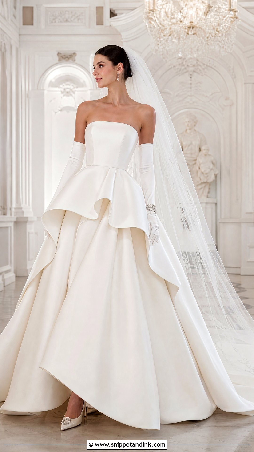 Strapless Ball Gown Peplum Wedding Dress - Snippet and Ink - 20 Peplum Wedding Dress Ideas