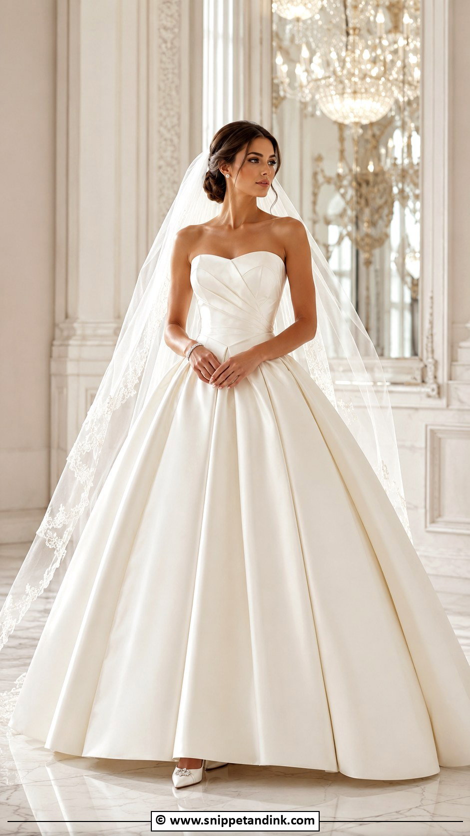 Strapless Ball Gown Wedding Dress Outfit - Snippet and Ink - 25 Bride Wedding Outfits