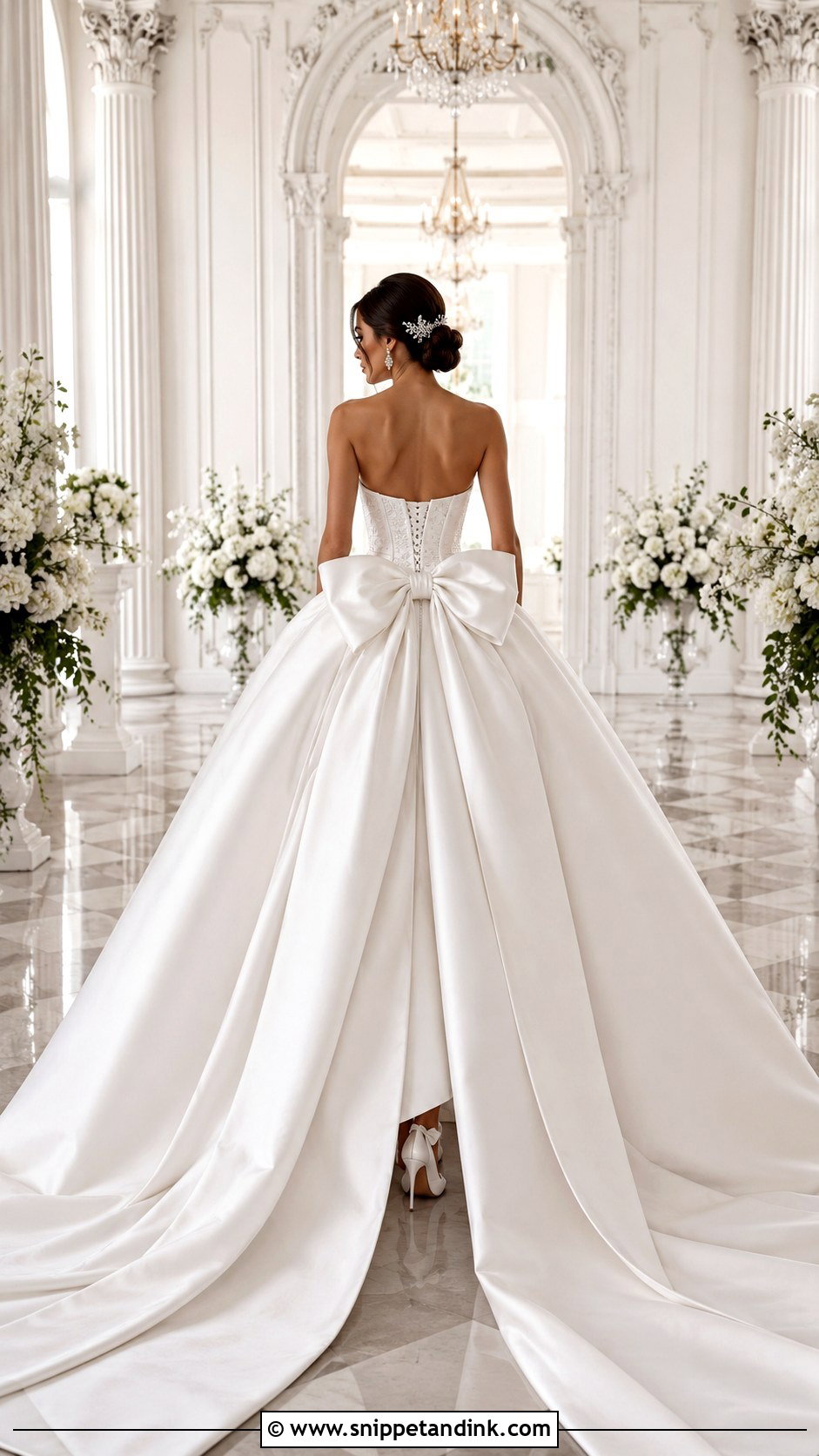 Strapless Ball Gown Wedding Dress With Bow Train - Snippet and Ink - 20 Wedding Dress with Bow on Back Ideas