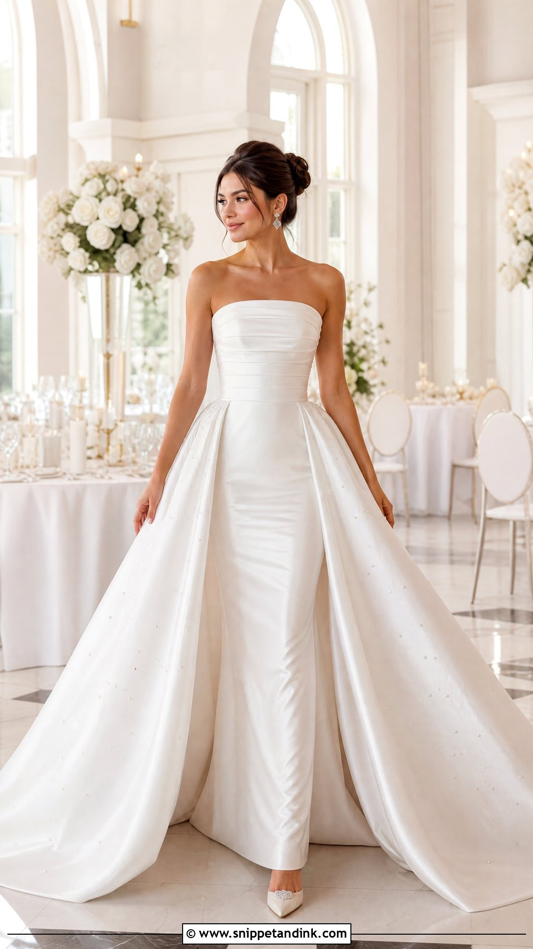 Strapless Ball Gown Wedding Dress With Detachable Overskirt Train - Snippet and Ink - 20 Wedding Dress with Detachable Train Ideas