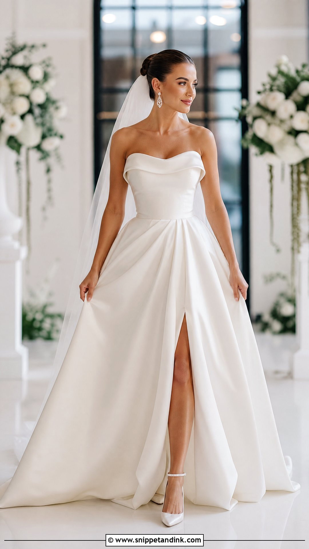 Strapless Ball Gown Wedding Dress With Slit - Snippet and Ink - 20 Strapless Ball Gown Wedding Dress Ideas