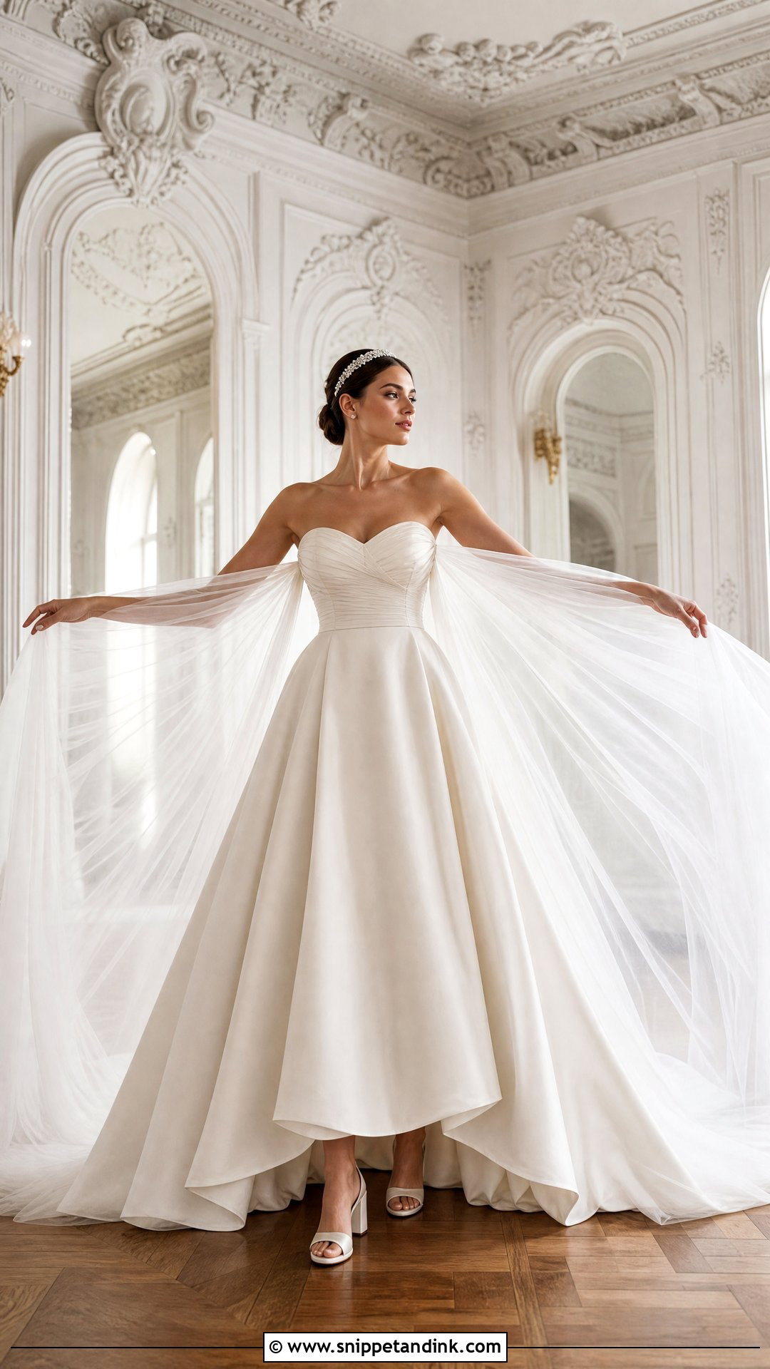 Strapless Ball Gown With Cathedral Wings - Snippet and Ink - 20 Wedding Dress Wings Ideas