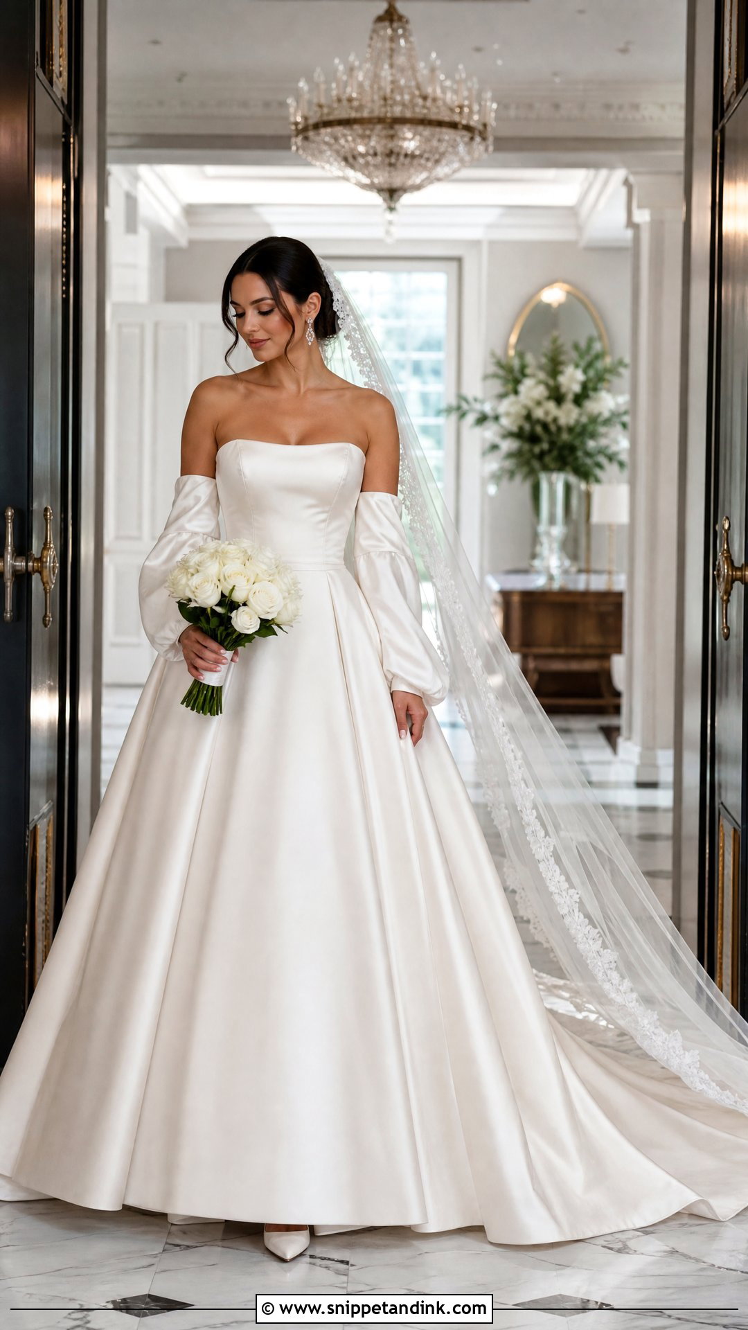 Strapless Ballgown Wedding Dress With Detachable Sleeves - Snippet and Ink - 20 Strapless Ballgown Wedding Dress Ideas