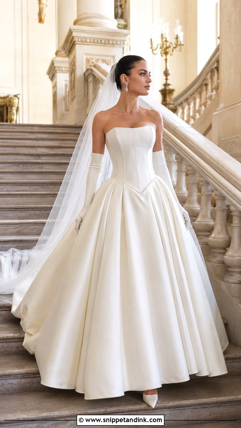 Strapless Basque Waist Ball Gown Wedding Dress - Snippet and Ink - 20 Modern Chic Wedding Dress Ideas
