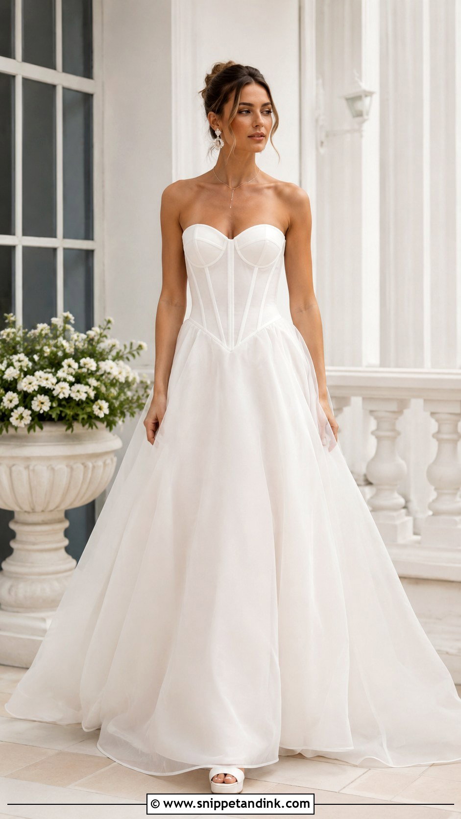 Strapless Basque Waist Summer Wedding Dress - Snippet and Ink - 20 Summer Wedding Dress for Bride Ideas
