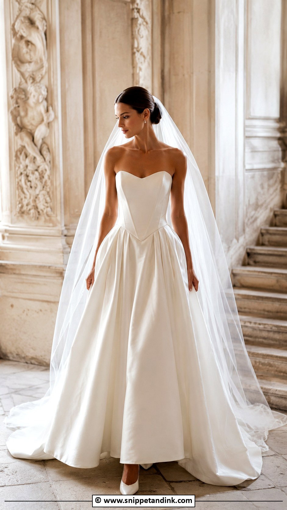 Strapless Basque Waist Wedding Dress - Snippet and Ink - 35 Strapless Wedding Dress Ideas