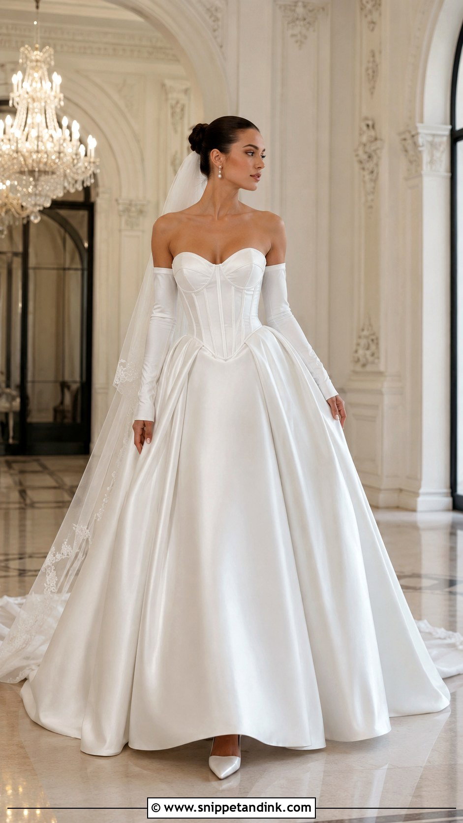 Strapless Basque Waist Wedding Dress With Sleeves - Snippet and Ink - 20 Strapless Wedding Dress with Sleeves