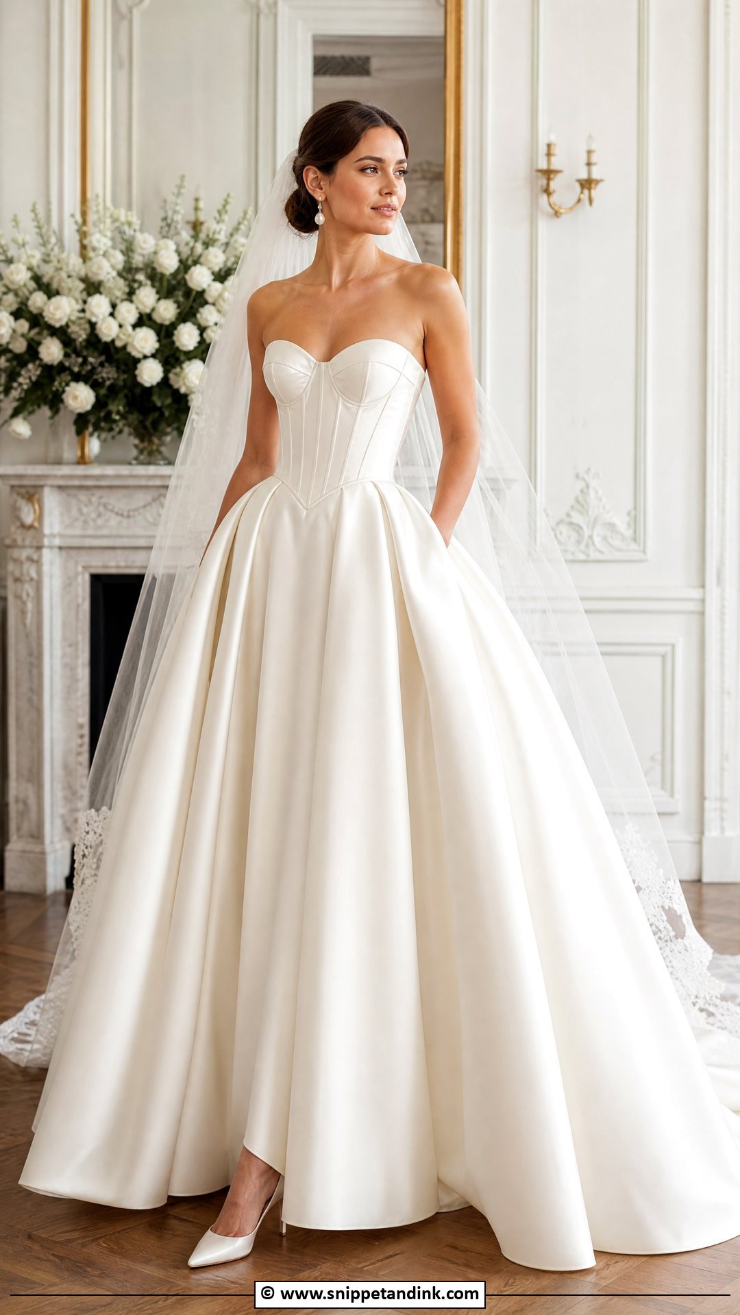 Strapless Basque Waist Wedding Dress - Snippet and Ink - 35 Basque Waist Wedding Dress Ideas