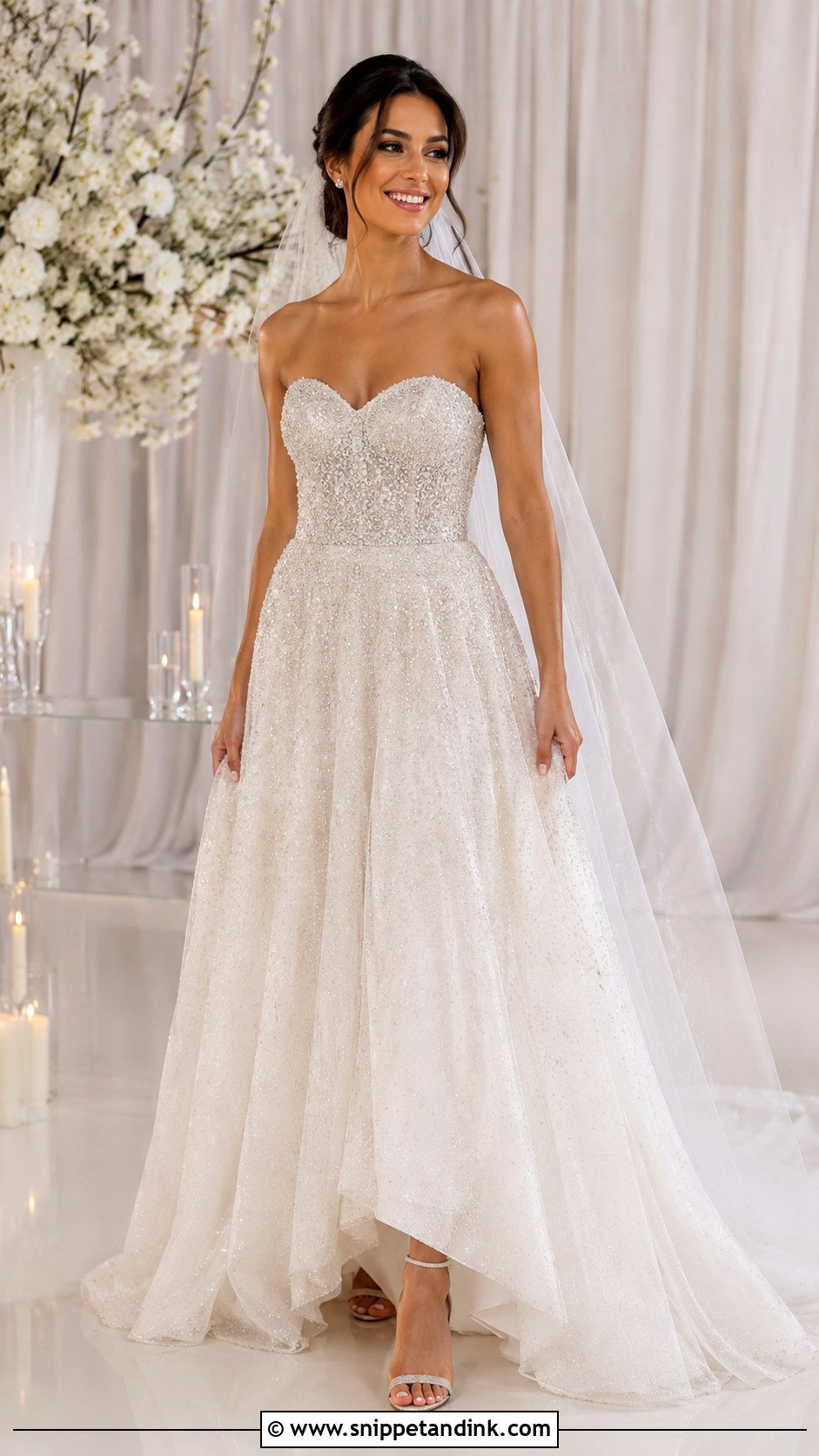 Strapless Beaded A Line Wedding Dress - Snippet and Ink - 25 Strapless a Line Wedding Dress Ideas