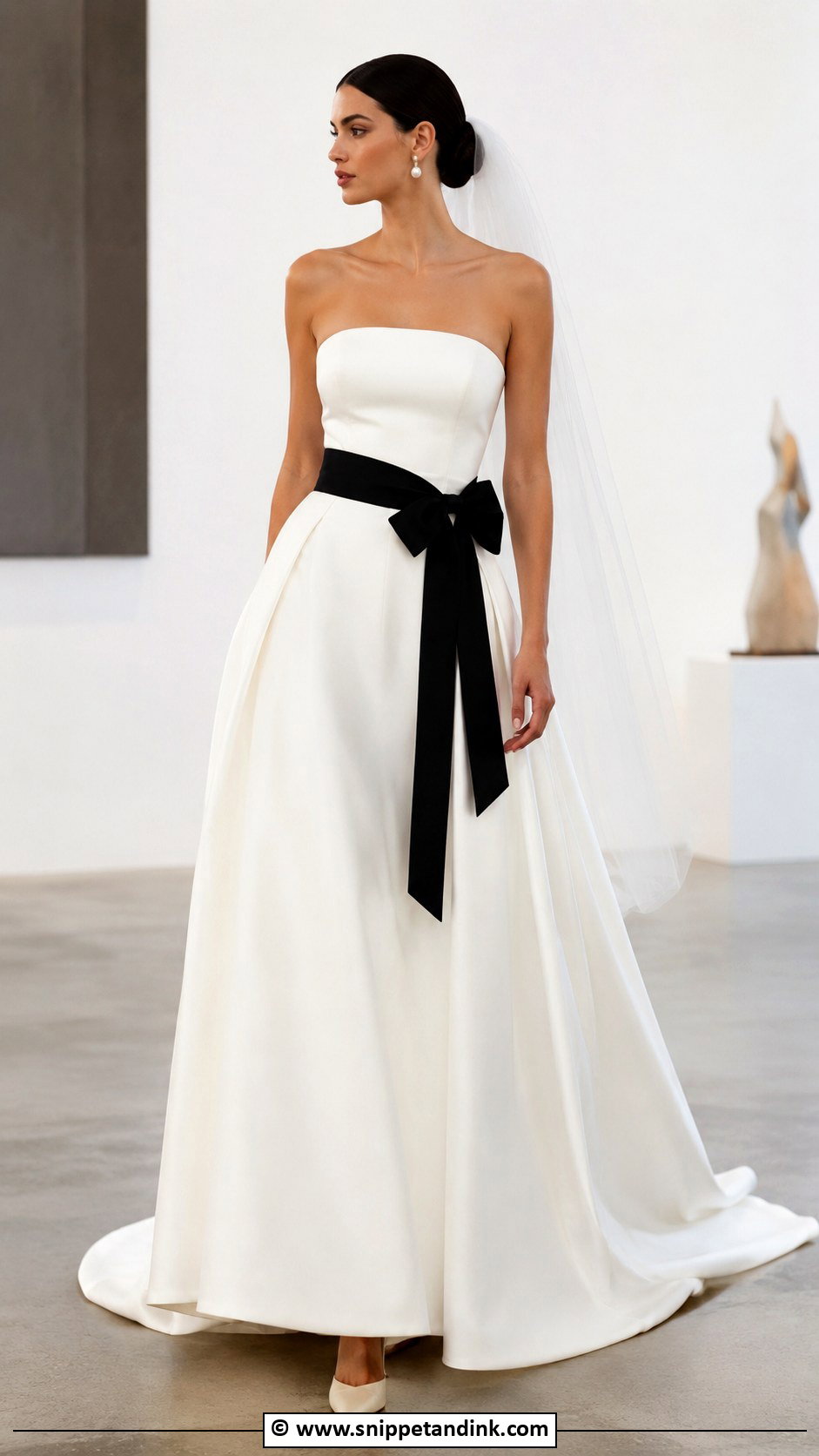 Strapless Black And White Wedding Dress - Snippet and Ink - 35 Strapless Wedding Dress Ideas