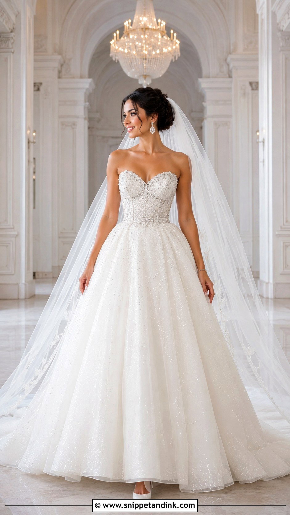 Strapless Bling Wedding Dress - Snippet and Ink - 20 Bling Sparkle Wedding Dresses