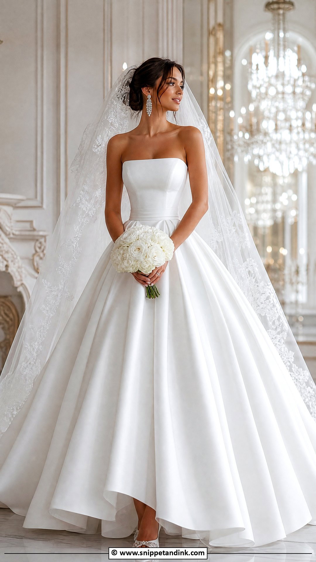 Strapless Bridal Ball Gown Outfit - Snippet and Ink - 35 Bridal Outfit Ideas