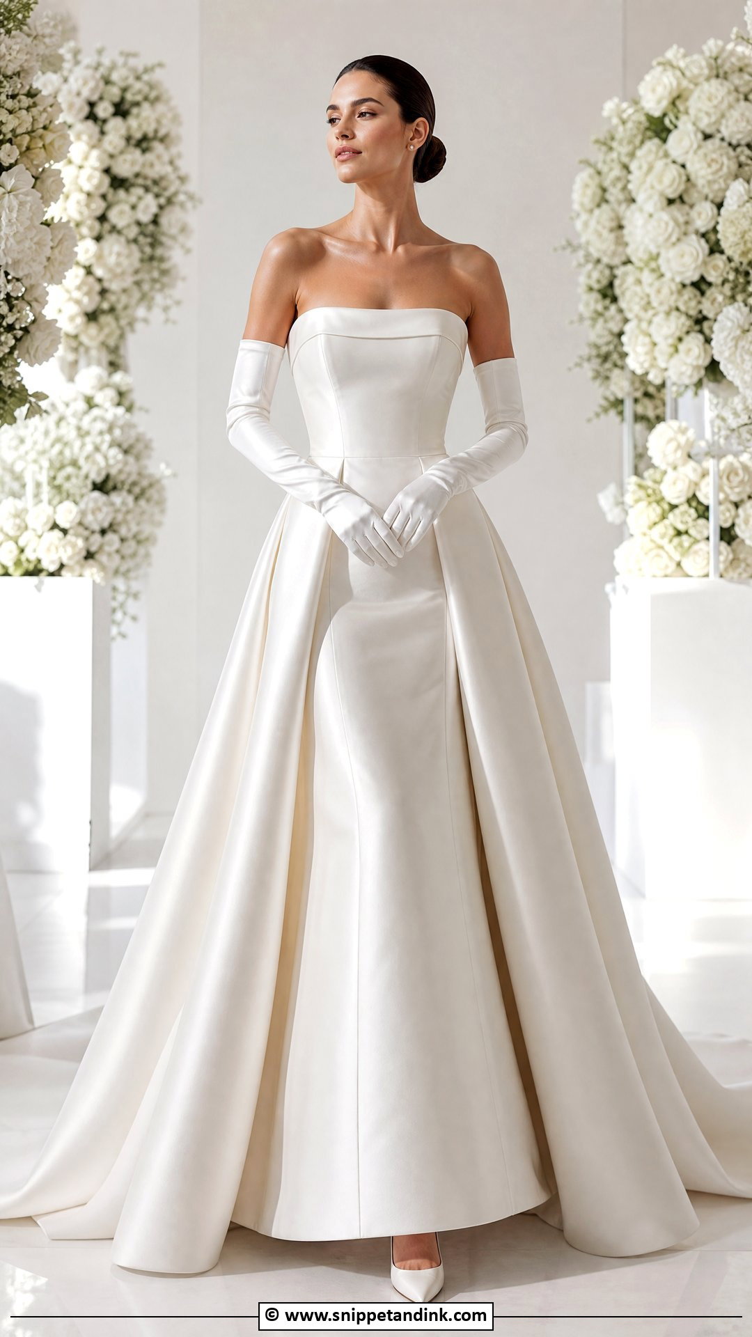 Strapless Bridal Gown With Long Gloves - Snippet and Ink - 35 Bridal Gown Ideas