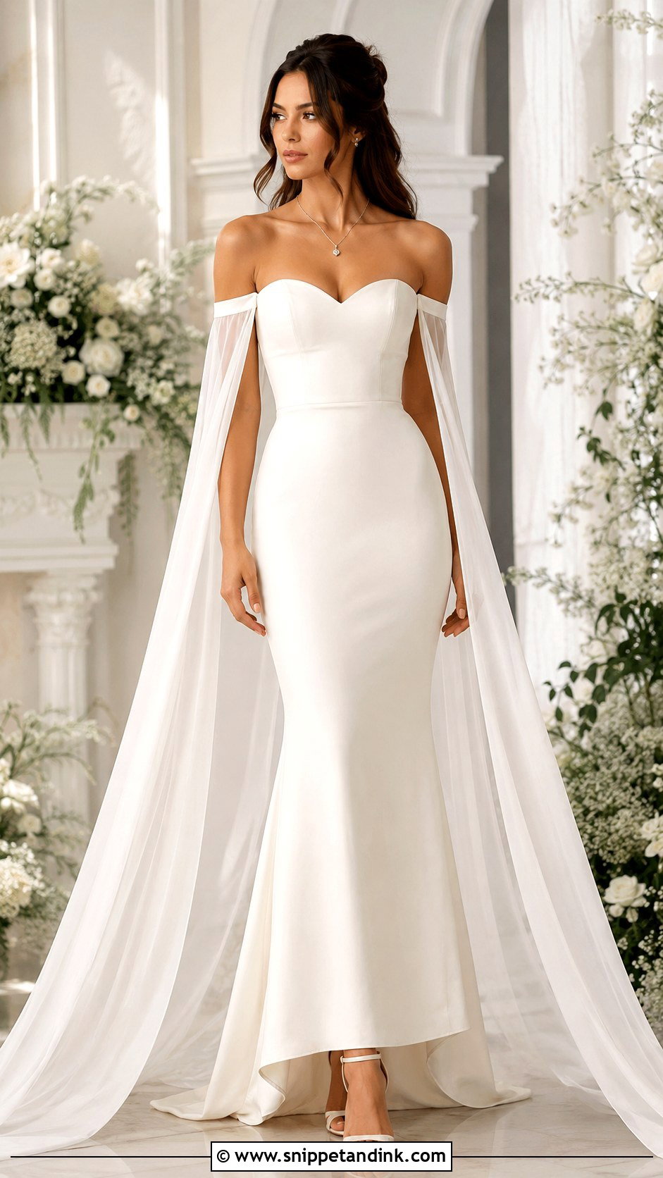 Strapless Cape Sleeve Wedding Dress - Snippet and Ink - 20 Cape Sleeve Wedding Dress Ideas
