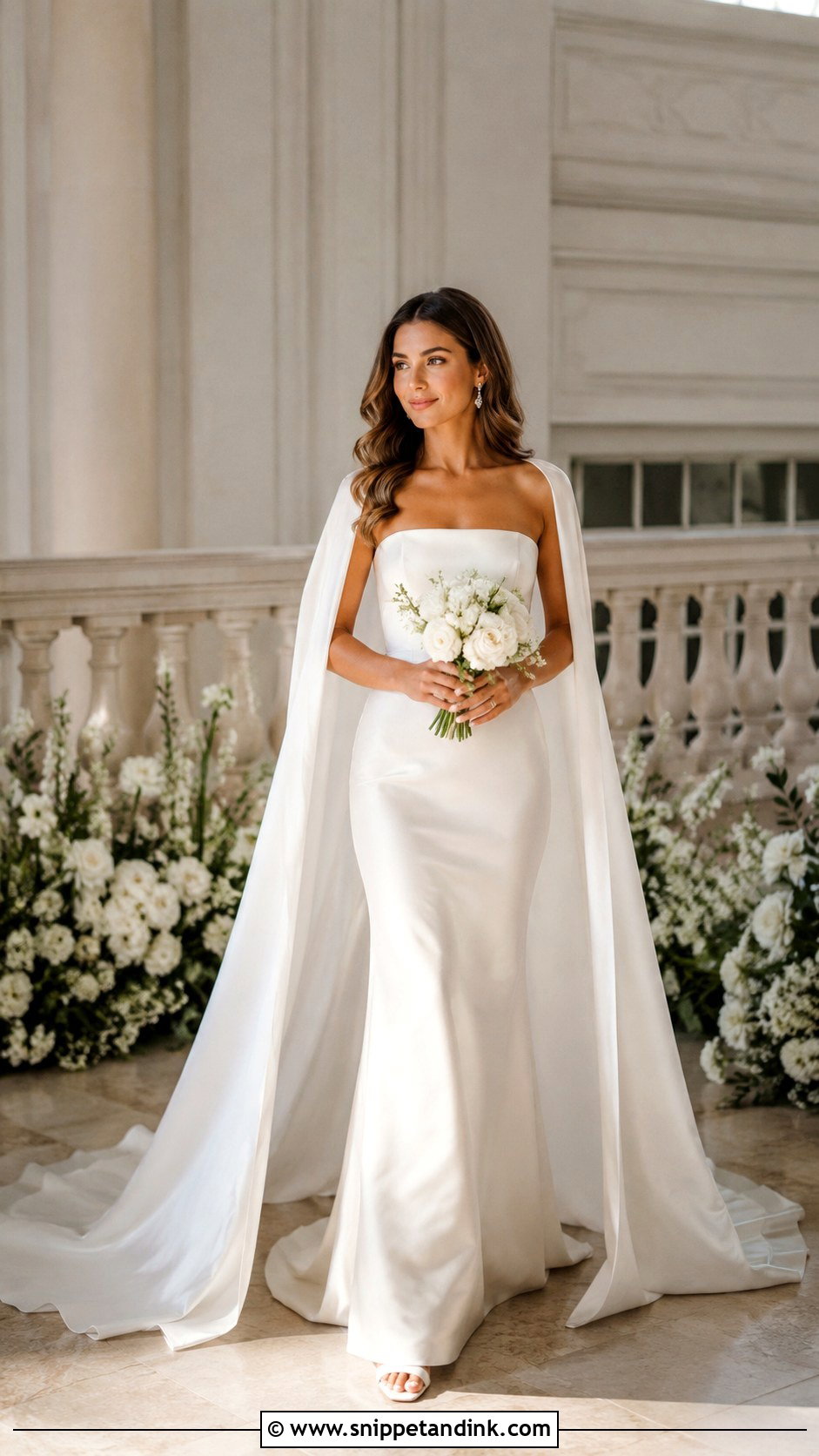 Strapless Cape Wedding Dress - Snippet and Ink - 30 Cape Wedding Dress Ideas