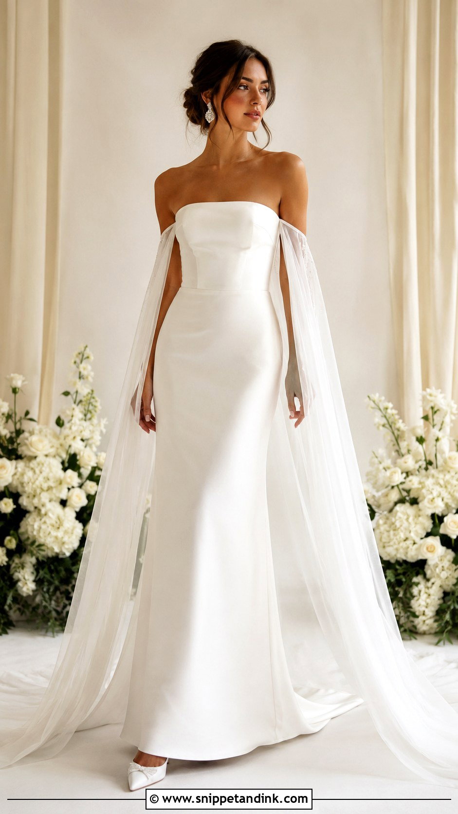 Strapless Cape Wedding Dress - Snippet and Ink - 30 Wedding Dress with Cape Ideas