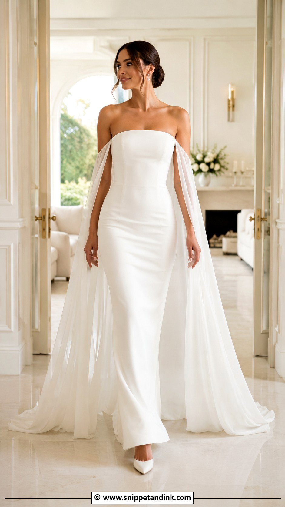 Strapless Cape Wedding Dress - Snippet and Ink - 35 Strapless Wedding Dress Ideas