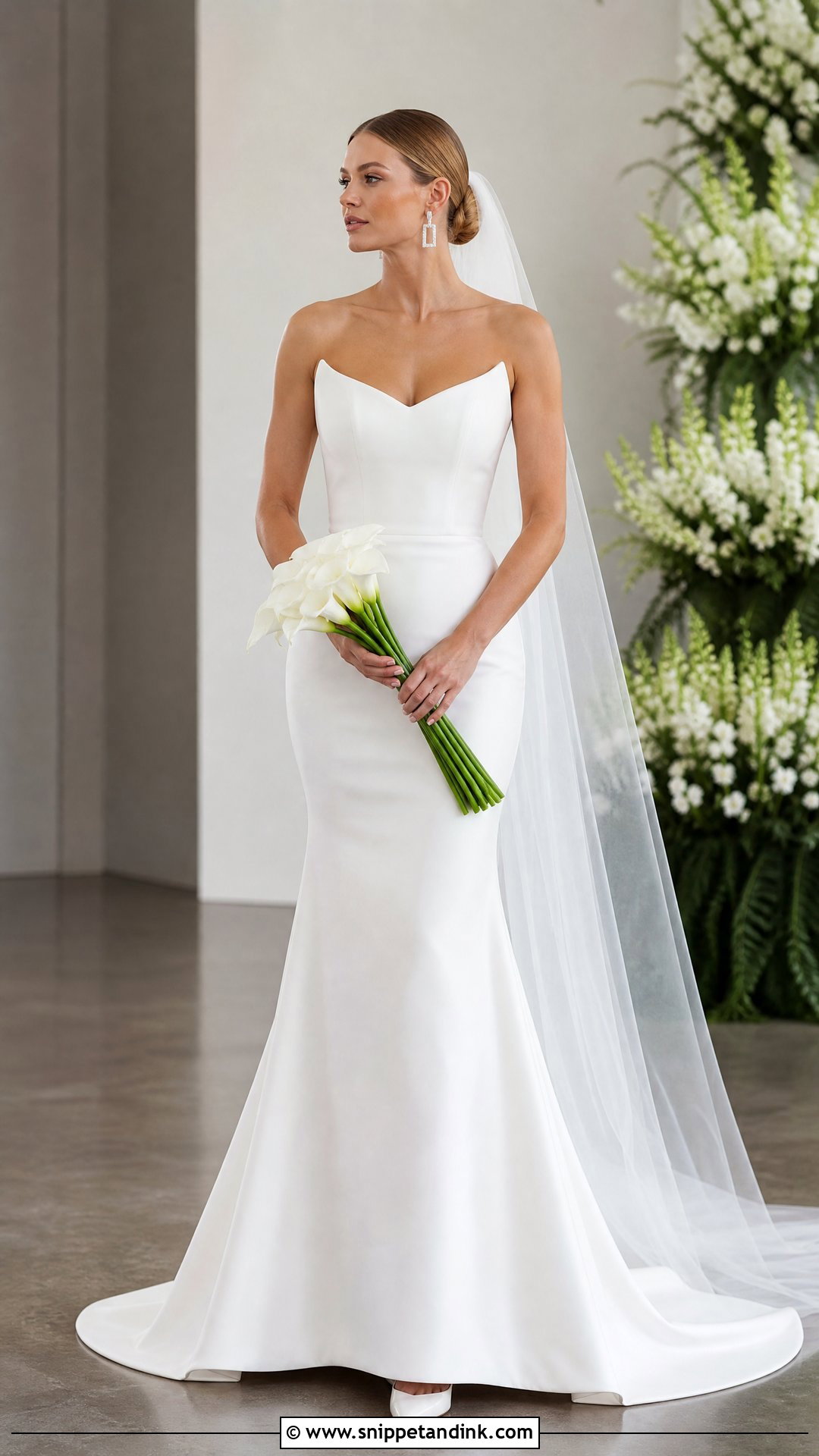 Strapless Cat Eye Neckline Wedding Dress - Snippet and Ink - 20 Strapless Fitted Wedding Dress Ideas