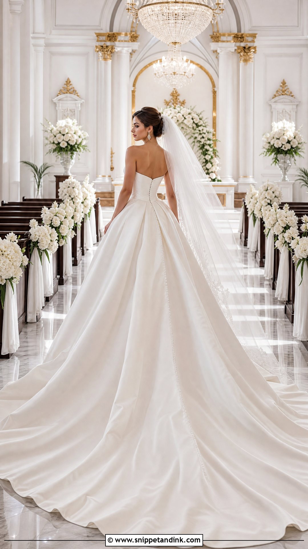 Strapless Cathedral Train Ball Gown Wedding Dress - Snippet and Ink - 20 Strapless Ball Gown Wedding Dress Ideas