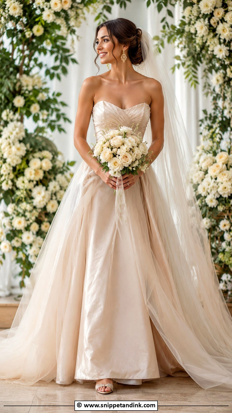 Strapless Champagne Wedding Dress - Snippet and Ink - 35 Strapless Wedding Dress Ideas