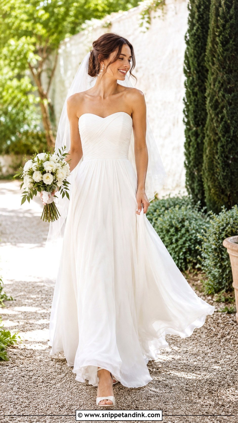 Strapless Chiffon A Line Wedding Dress - Snippet and Ink - 25 Strapless a Line Wedding Dress Ideas