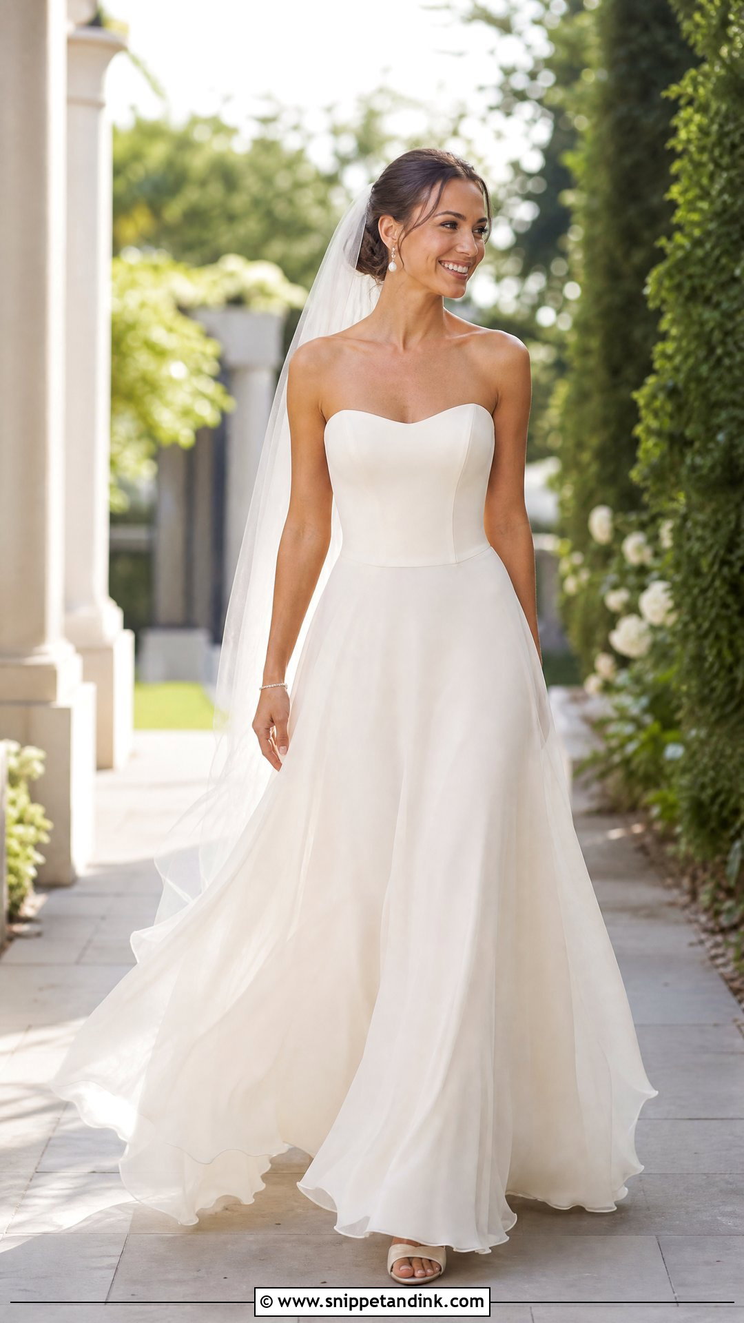 Strapless Chiffon A Line Wedding Dress - Snippet and Ink - 25 Simple Strapless Wedding Dress Ideas