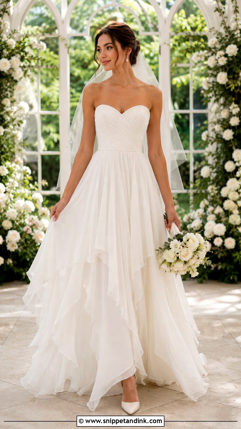 Strapless Chiffon Handkerchief Wedding Dress - Snippet and Ink - 20 Handkerchief Wedding Dress Ideas