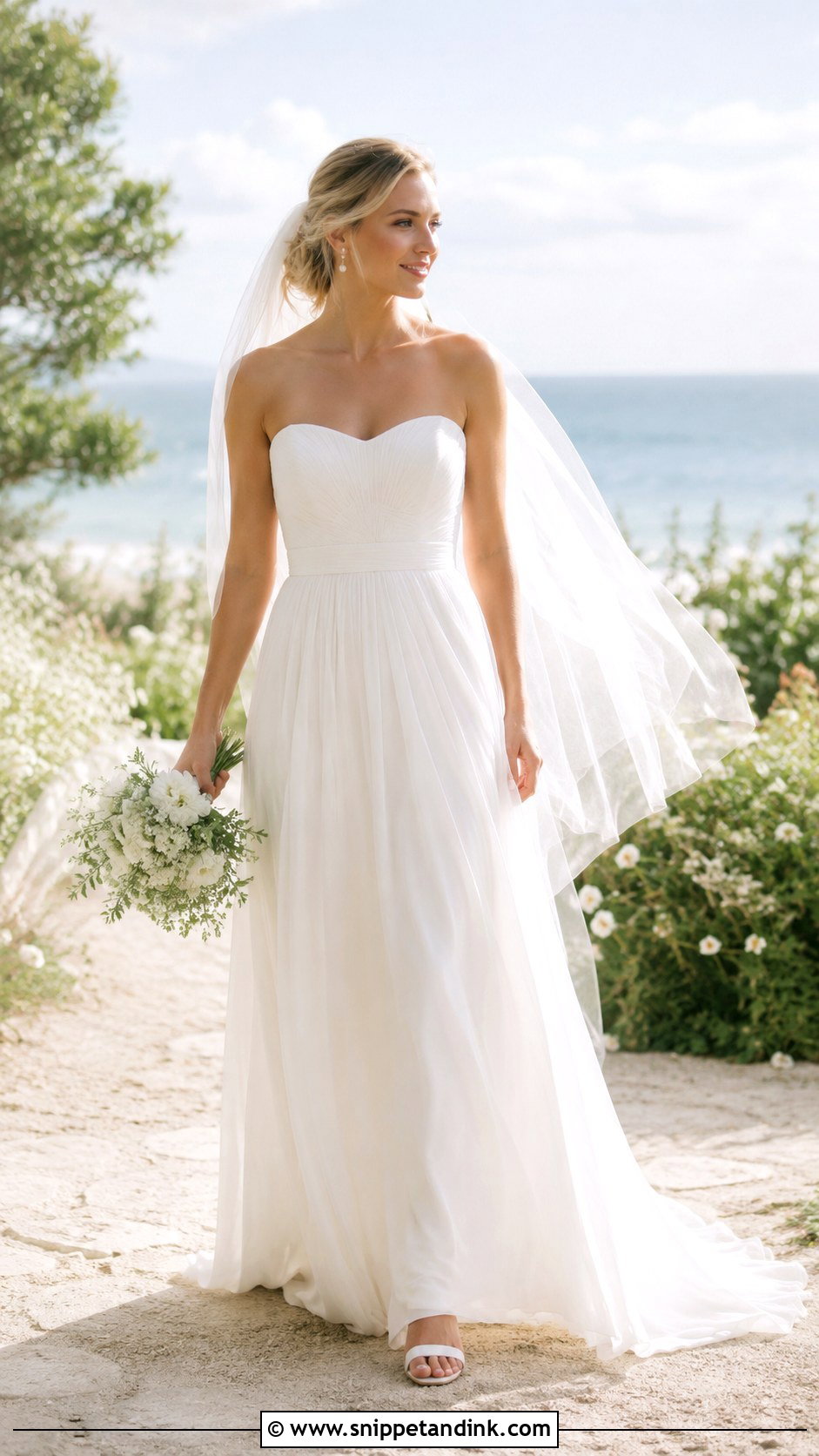 Strapless Chiffon Wedding Dress - Snippet and Ink - 30 Strapless Wedding Dresses