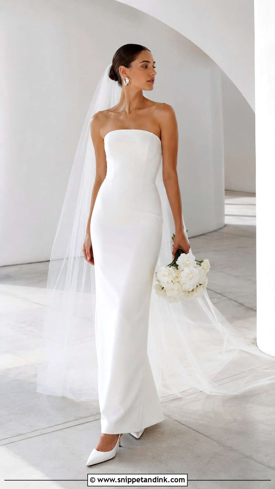 Strapless Column Bridal Dress - Snippet and Ink - 20 Chic Bridal Dress Ideas