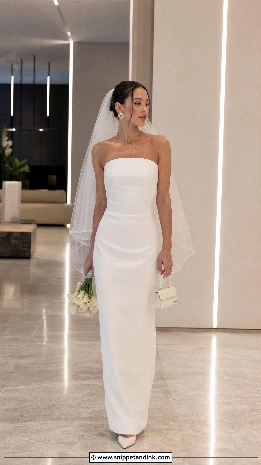 Strapless Column Elopement Wedding Dress - Snippet and Ink - 20 Simple Elopement Wedding Dress Ideas