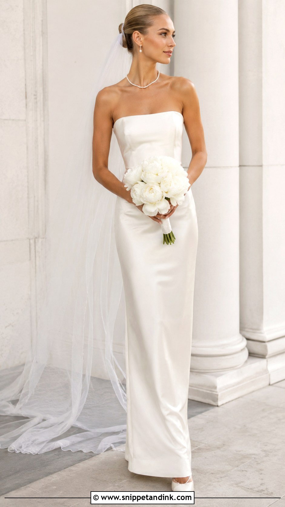 Strapless Column Wedding Dress - Snippet and Ink - 20 90s Wedding Dresses