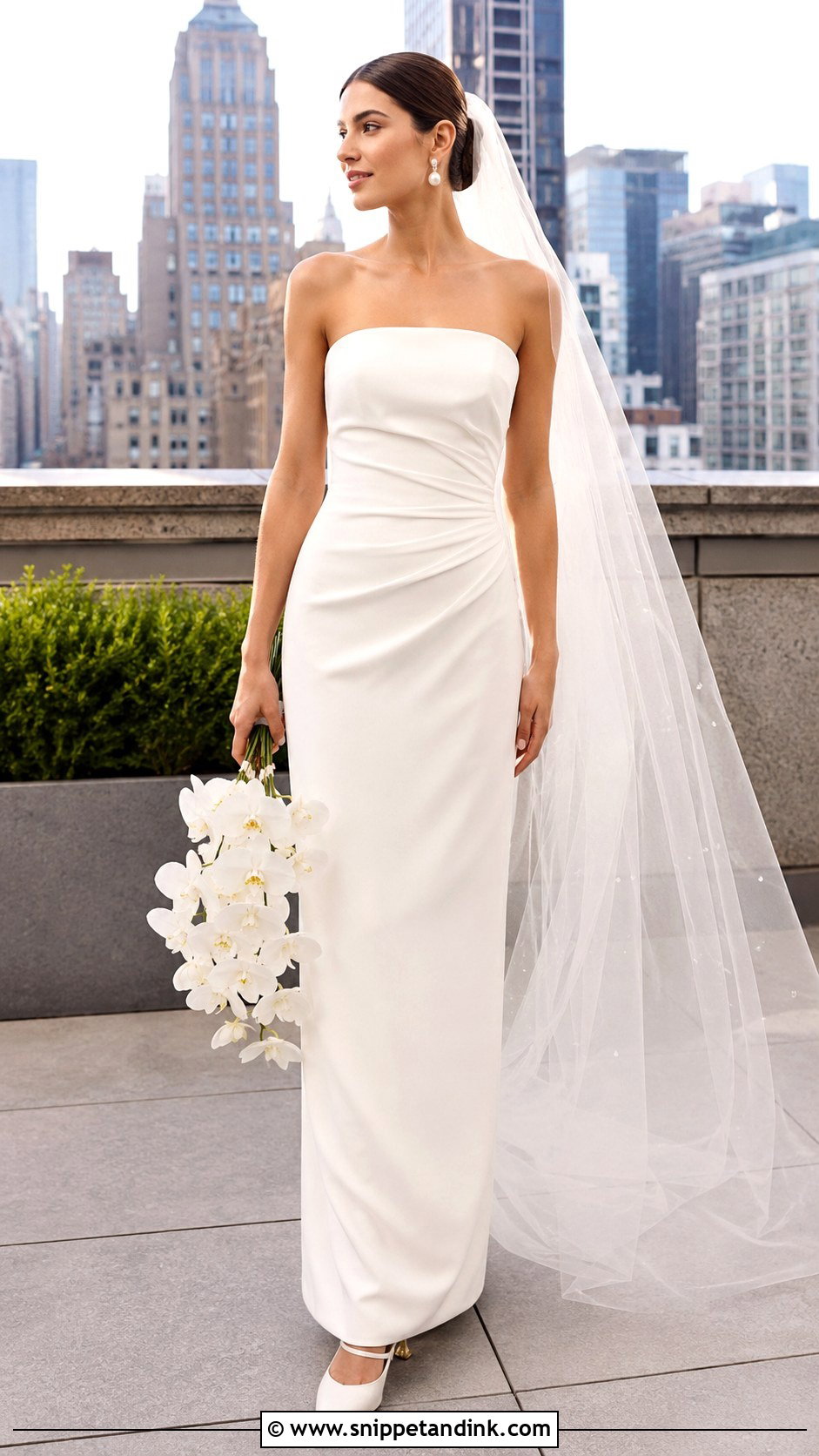 Strapless Column Wedding Dress - Snippet and Ink - 20 Classy Sophisticated Bride Wedding Dress Ideas