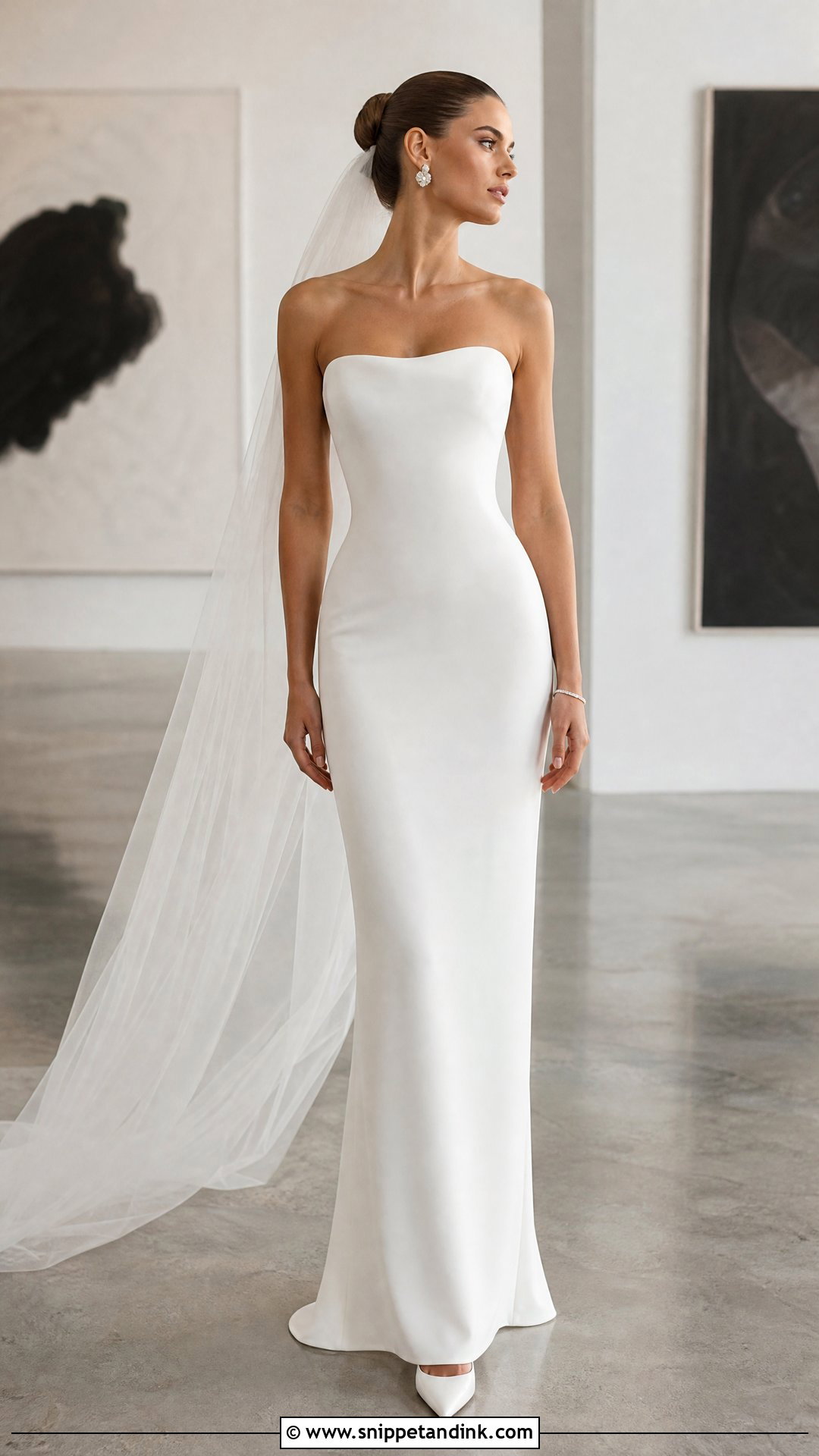 Strapless Column Wedding Dress - Snippet and Ink - 20 Simple Minimalist Wedding Dress Ideas