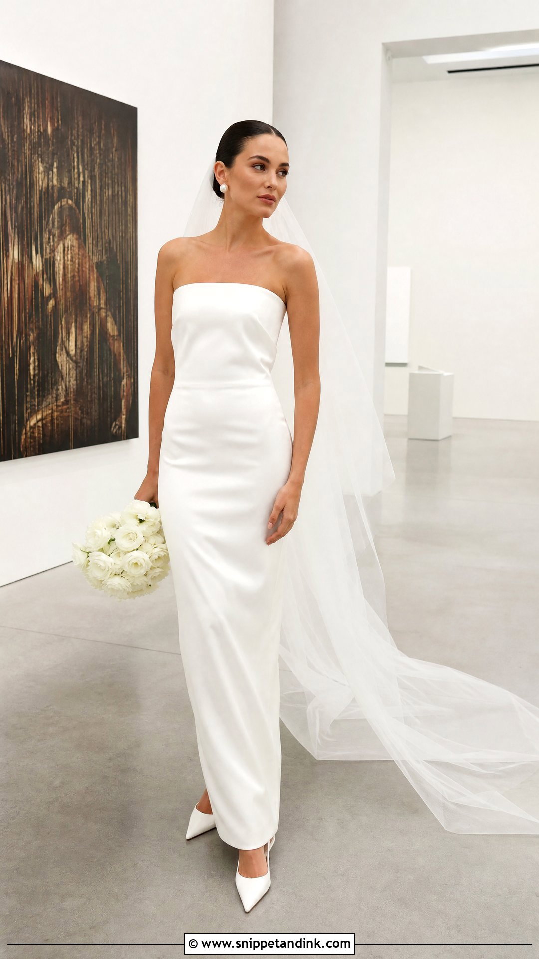 Strapless Column Wedding Dress - Snippet and Ink - 20 No Lace Wedding Dresses