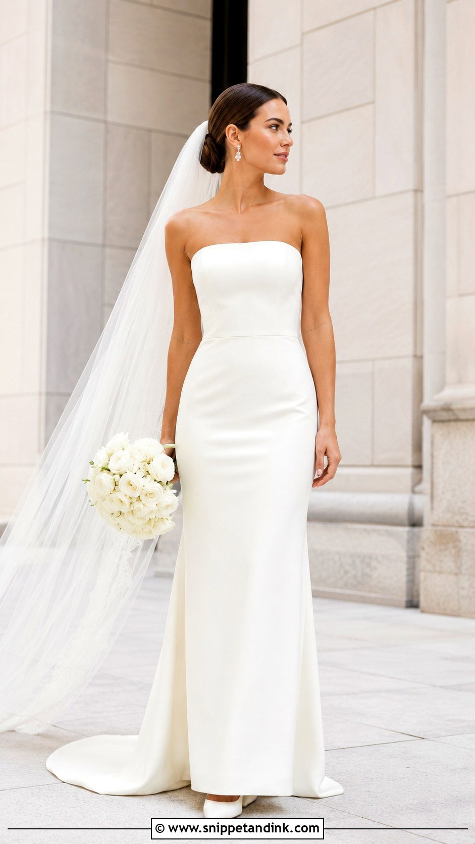 Strapless Column Wedding Dress - Snippet and Ink - 30 Strapless Wedding Dresses