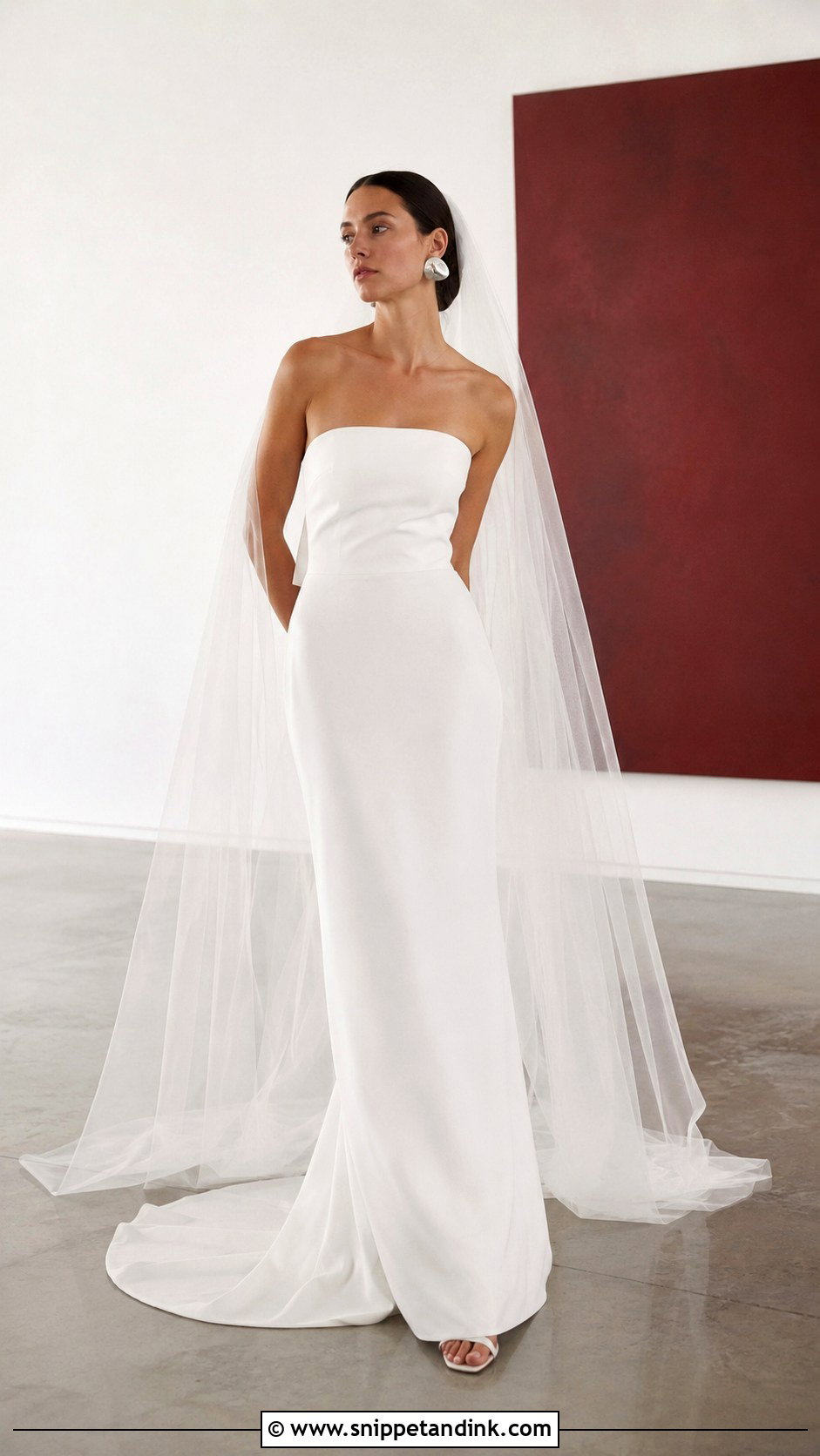Strapless Column Wedding Dress - Snippet and Ink - 20 Modern Minimalist Wedding Dress Ideas