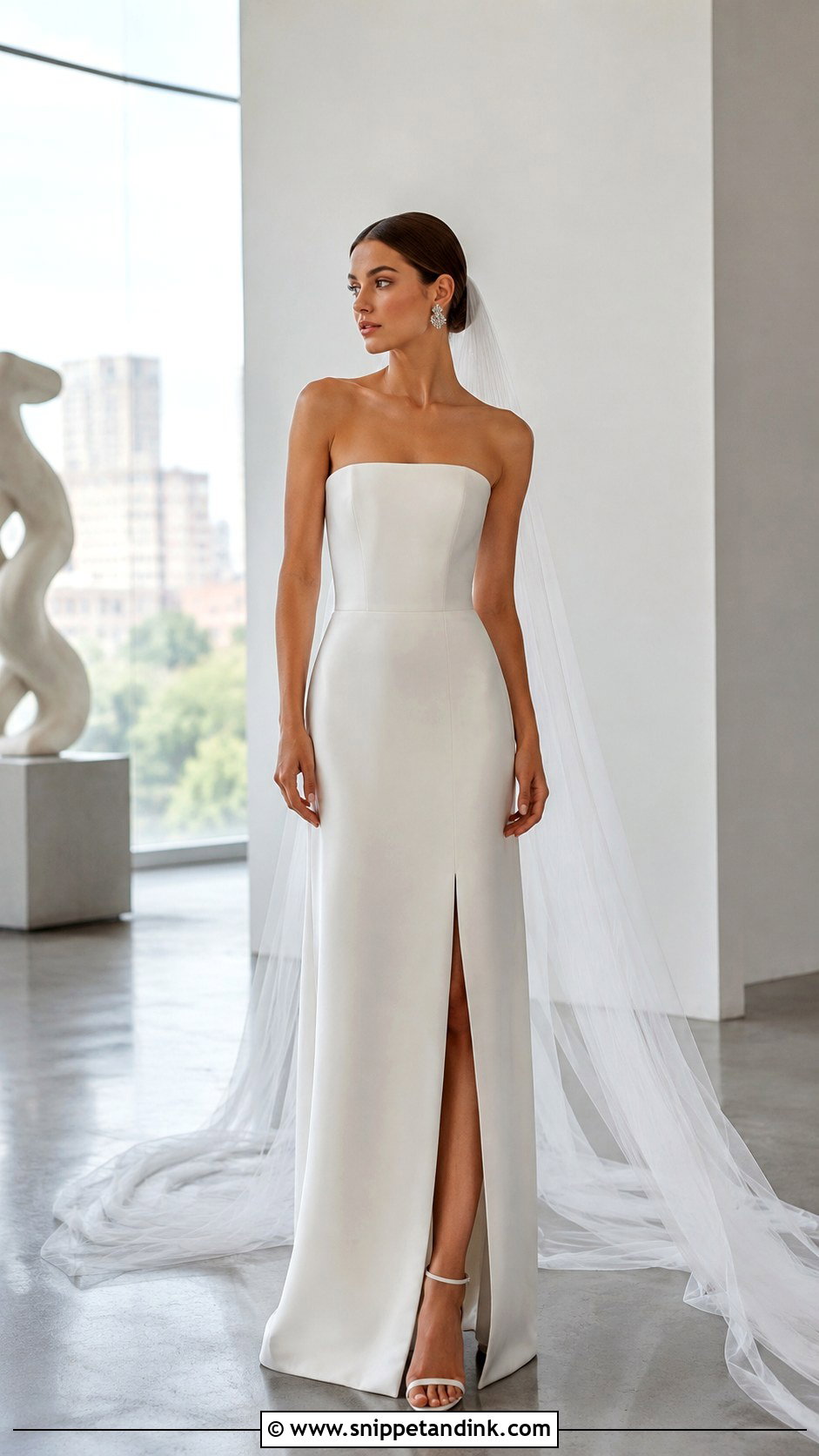 Strapless Column Wedding Dress - Snippet and Ink - 25 Classic Minimalist Wedding Dress Ideas
