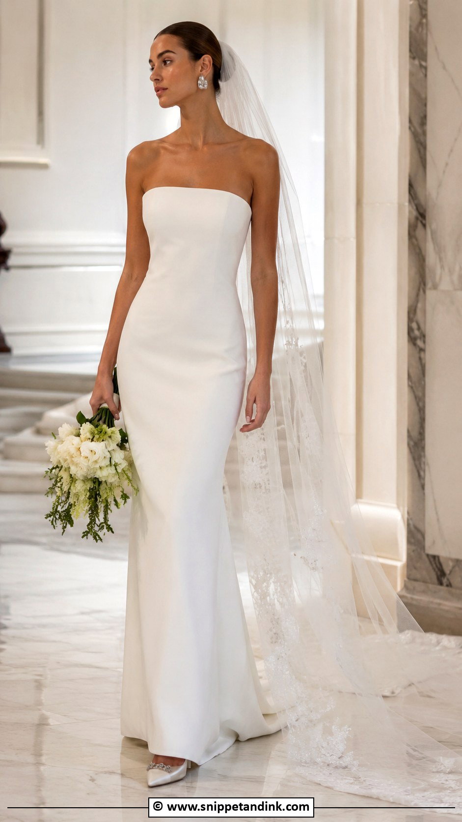 Strapless Column Wedding Dress - Snippet and Ink - 25 Column Wedding Dress Ideas