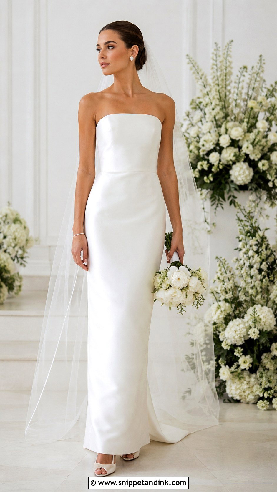 Strapless Column Wedding Gown - Snippet and Ink - 20 Classy Minimalist Wedding Gown Ideas