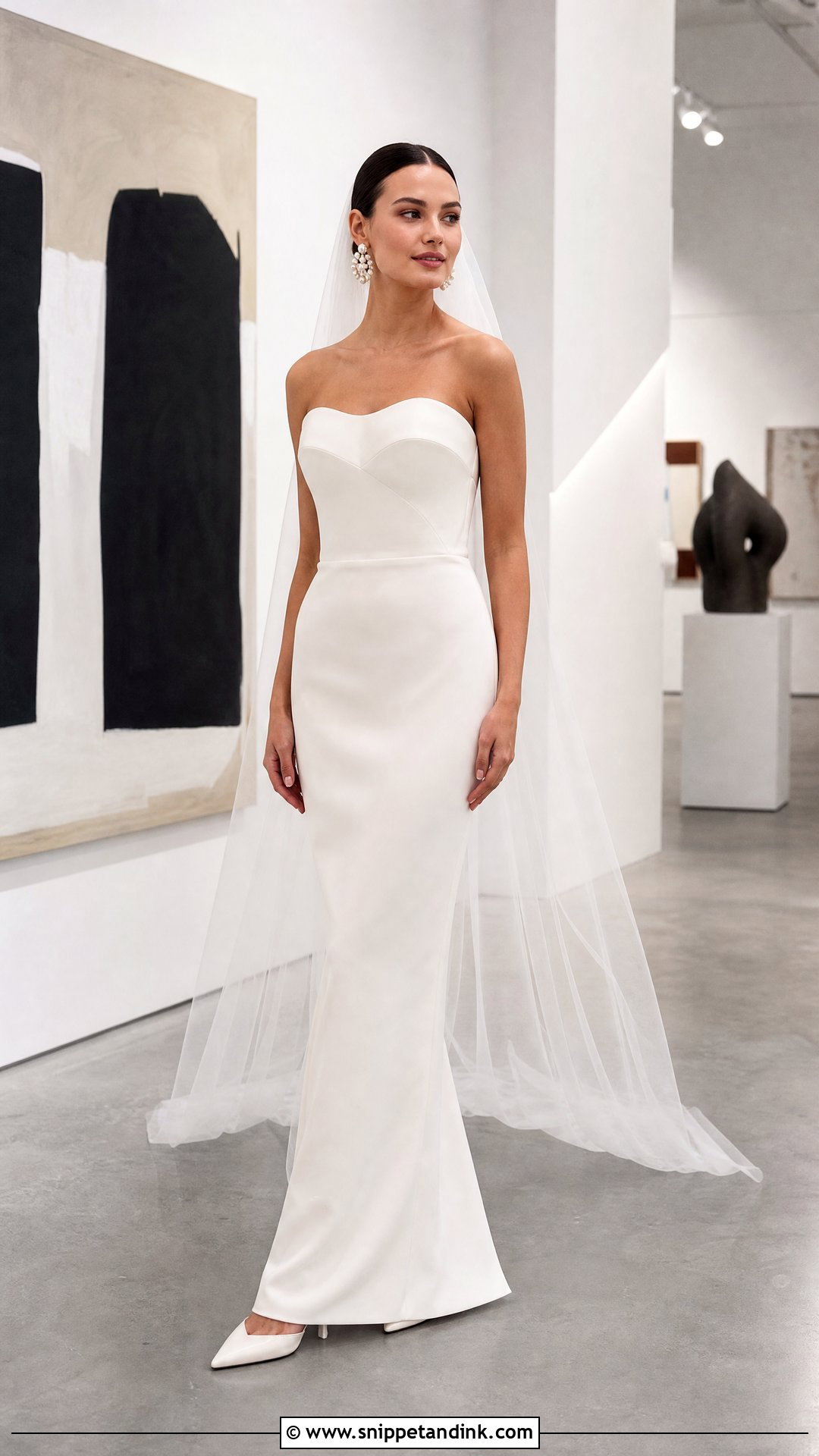 Strapless Column Wedding Gown - Snippet and Ink - 20 Minimalist Simple Wedding Gown Ideas