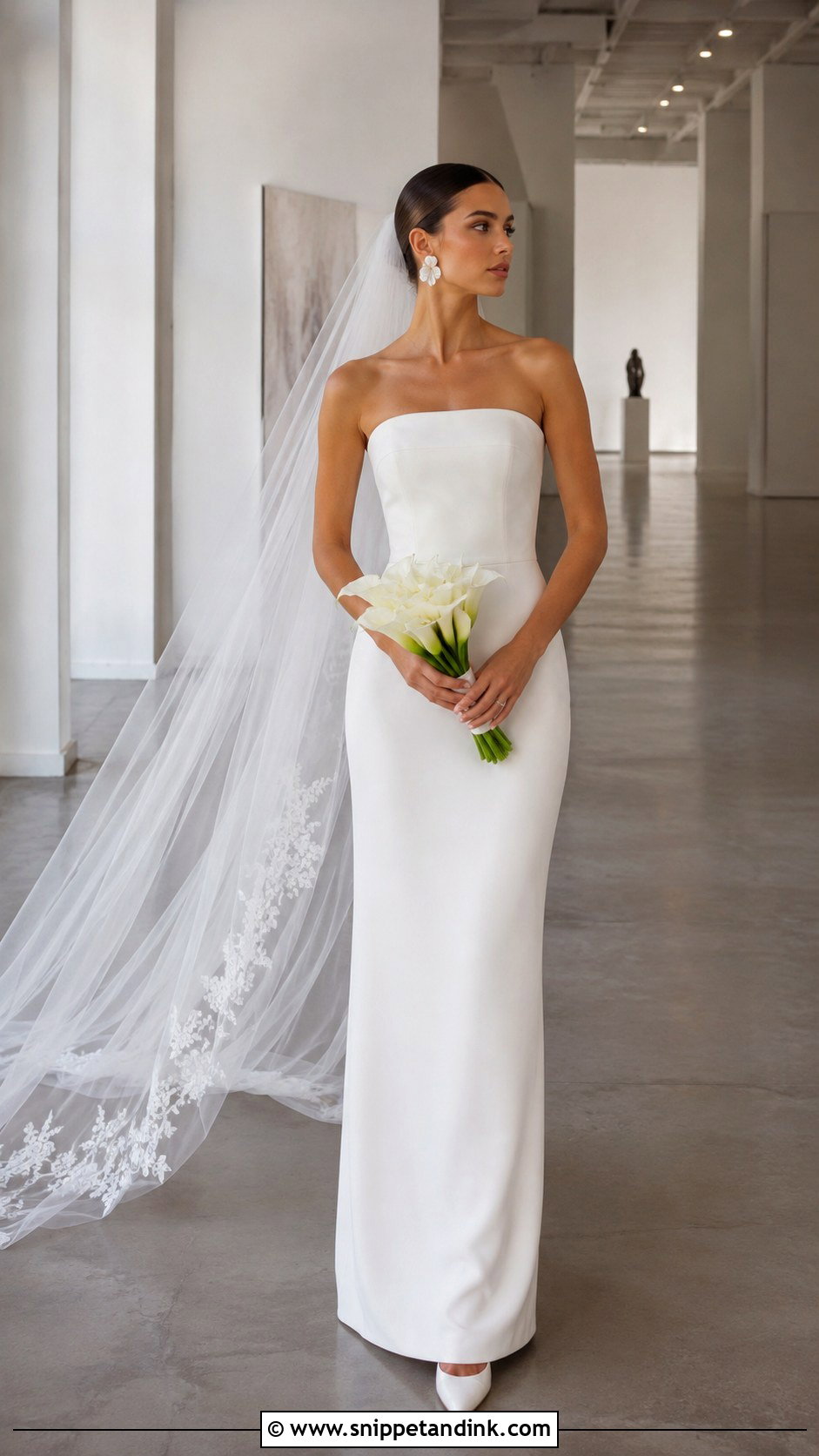 Strapless Column Wedding Gown - Snippet and Ink - 20 Modern Minimalist Wedding Gown Ideas