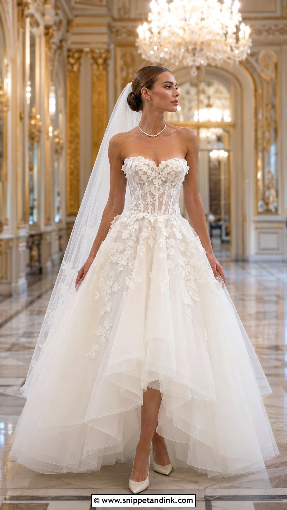 Strapless Corset Applique Wedding Dress - Snippet and Ink - 20 Applique Wedding Dress Ideas
