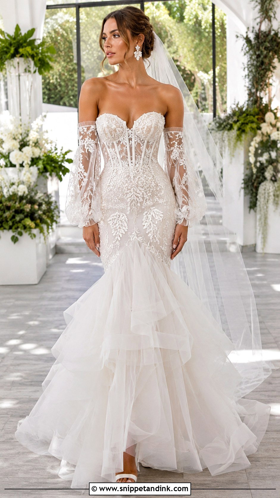 Strapless Corset Boho Mermaid Wedding Dress - Snippet and Ink - 20 Boho Mermaid Wedding Dress Ideas