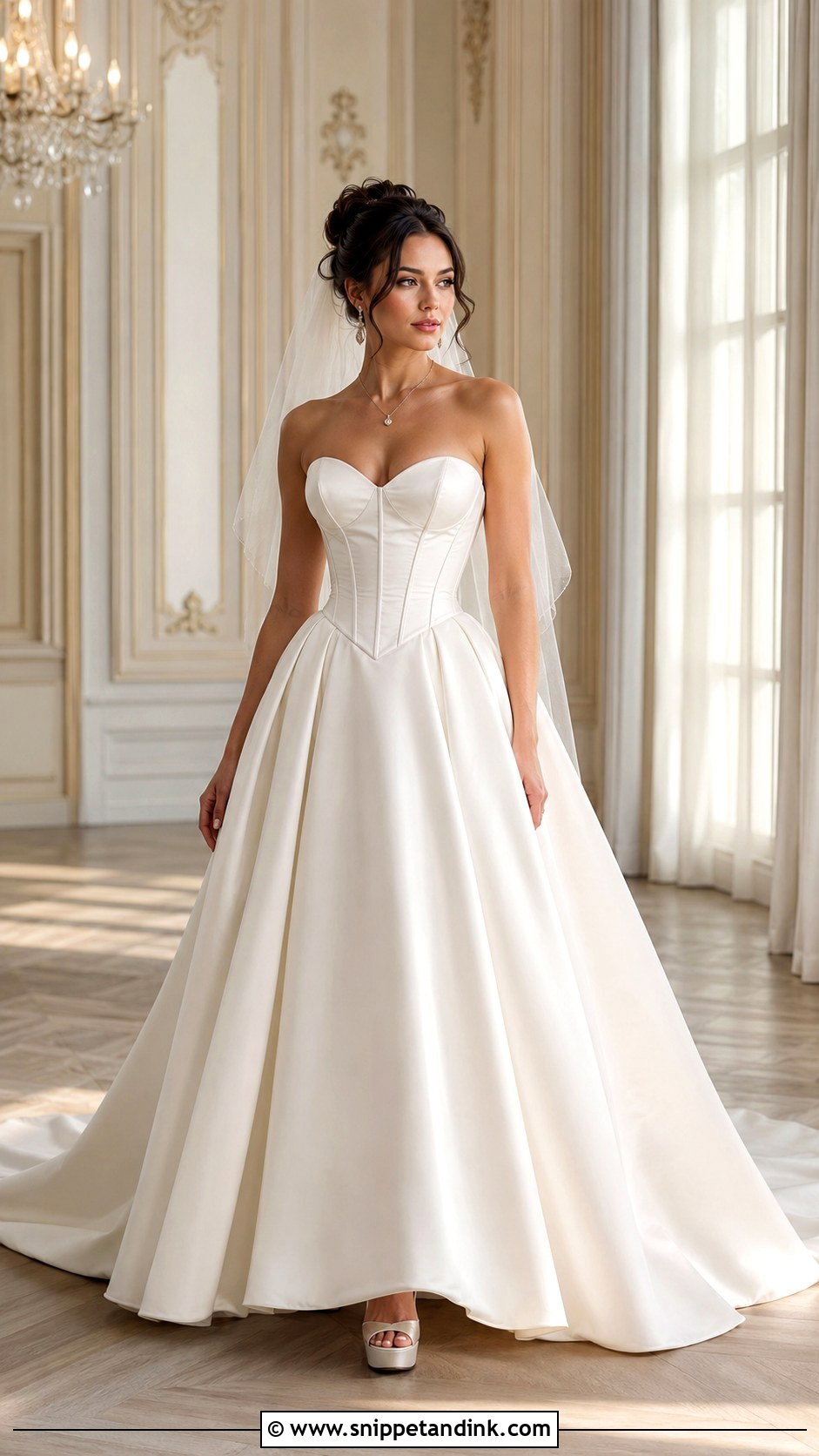 Strapless Corset Court Train Wedding Dress - Snippet and Ink - 20 Court Train Wedding Dress Ideas